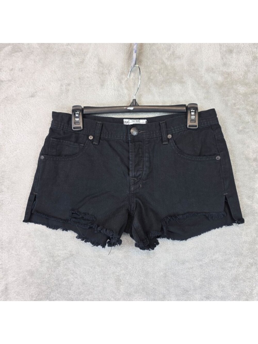 Free People Shorts Womens 27 Black Denim Cutoff Frayed Casual 5 Pocket Summer